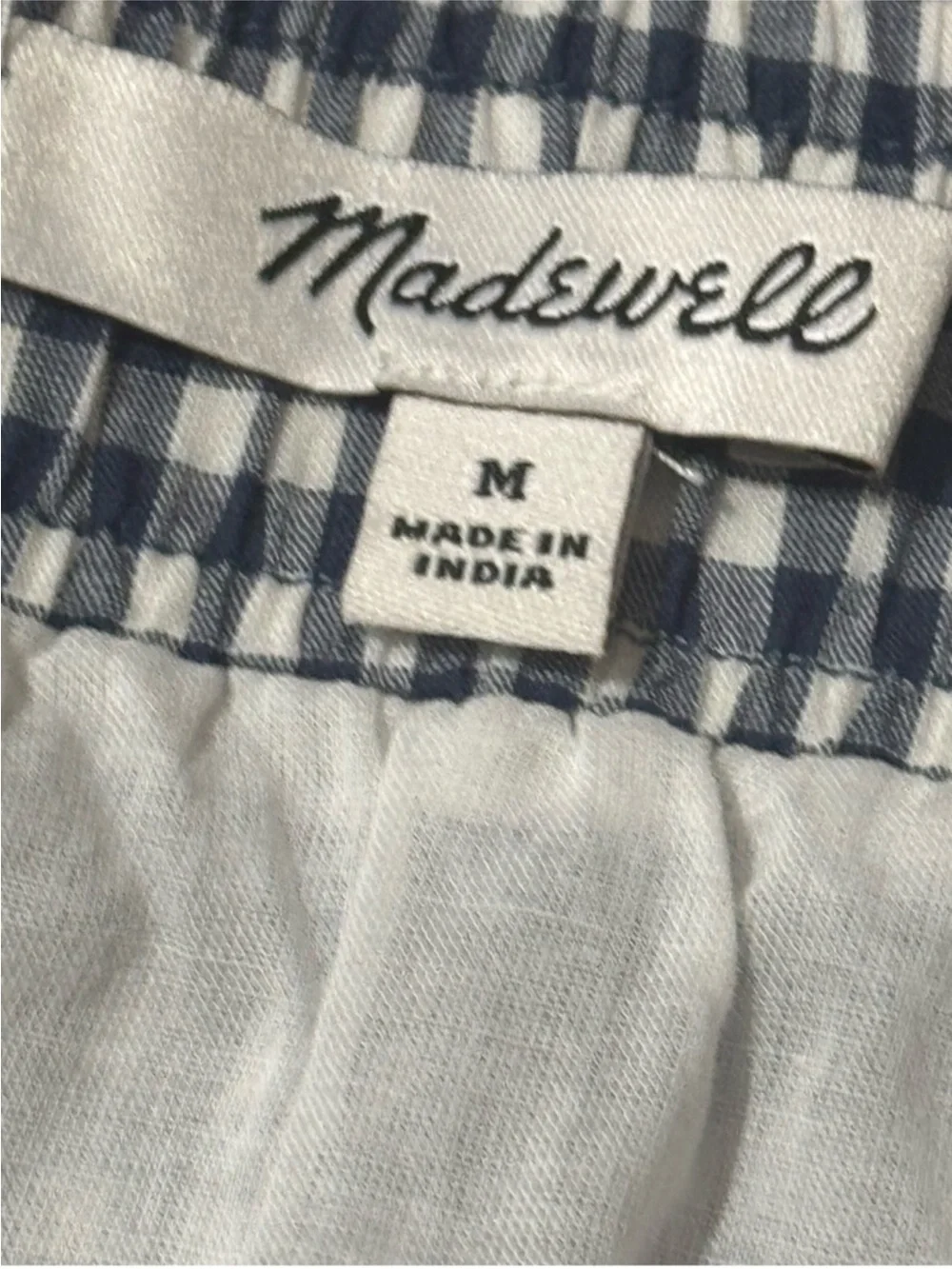 MADEWELL Gingham Ruffle Mini Skirt M Navy/White $89 Retail EUC